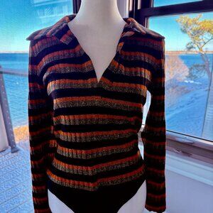 Ramy Brook NY striped long sleeve bodysuit